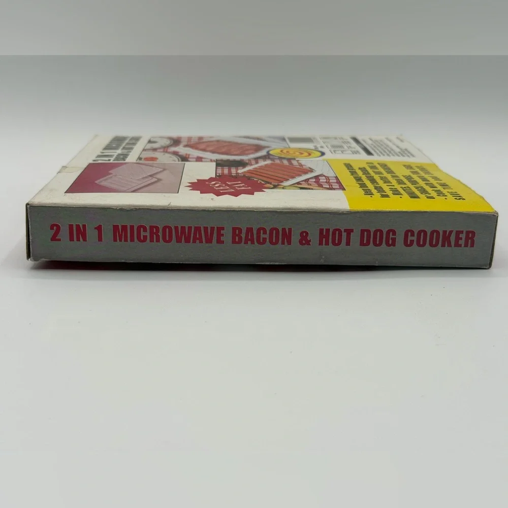 2-in-1 White Microwave Bacon & Hot Dog Cooker - New Open Box